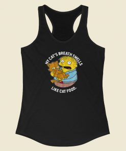 My Cat Breath Smells Like Cat Food 80s Racerback Tank Top