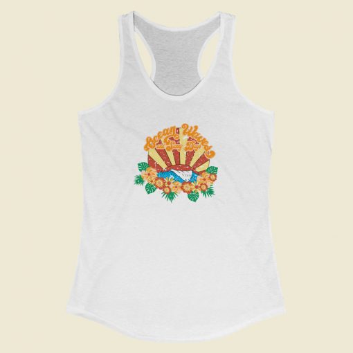 Ocean Waves Sunny Days 80s Racerback Tank Top