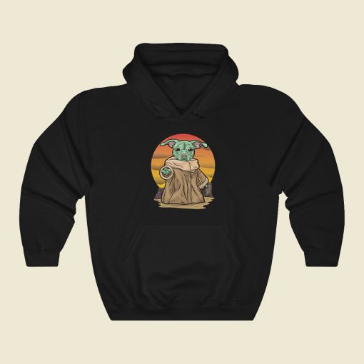 Pit Bull Baby Yoda 80s Retro Hoodie Style