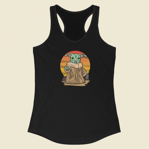 Pit Bull Baby Yoda 80s Racerback Tank Top