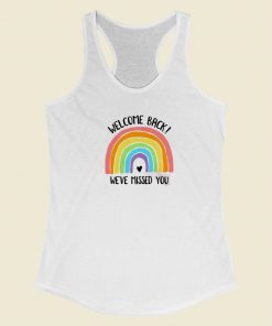 Rainbow Welcome Back 80s Racerback Tank Top