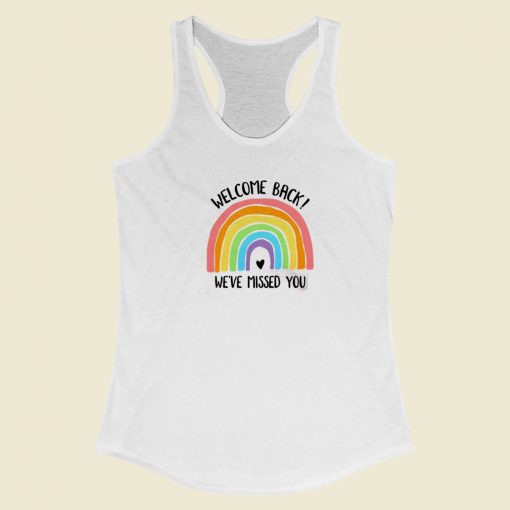 Rainbow Welcome Back 80s Racerback Tank Top