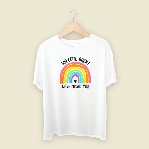 Rainbow Welcome Back 80s Retro T Shirt Style