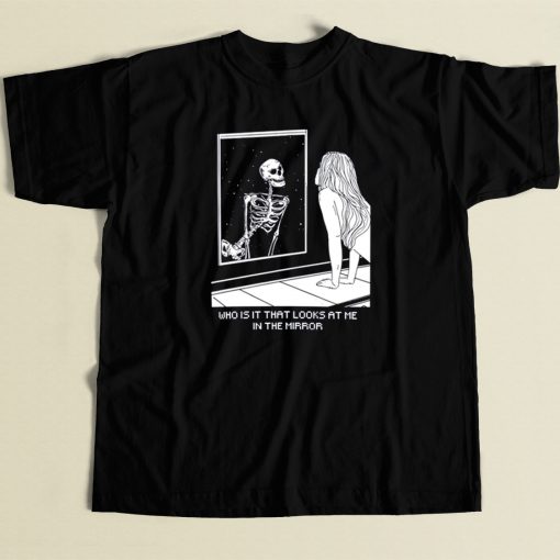 Skeleton In The Mirror Art 80s Retro T Shirt Style