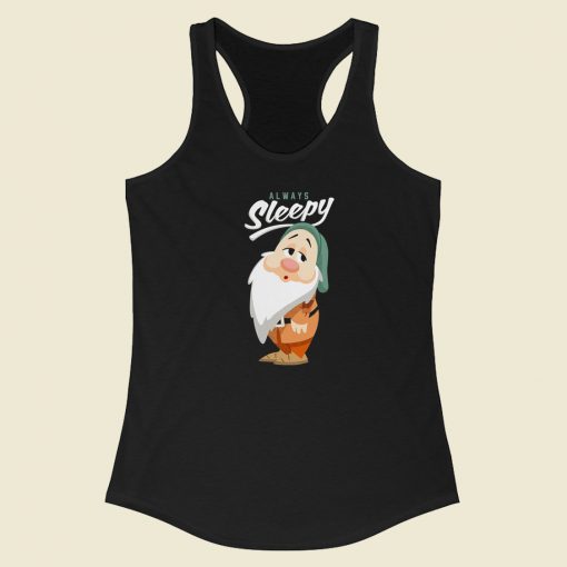 Sleep Dwarf Snow White 80s Retro Racerback Tank Top