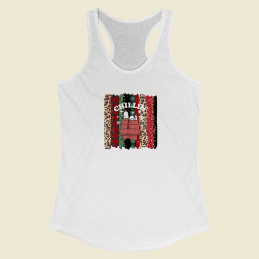 Snoopy Chillin Christmas 80s Retro Racerback Tank Top