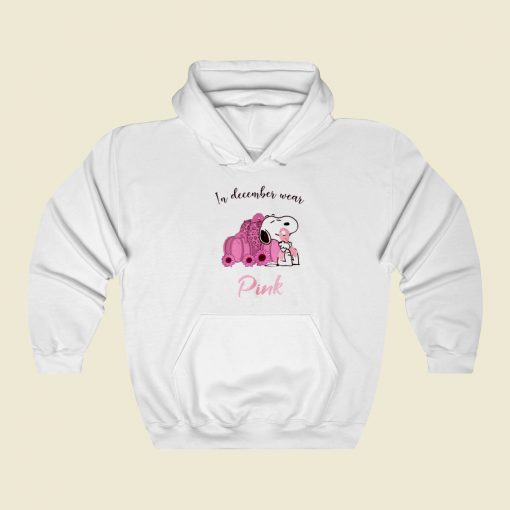 Snoopy In December Wear Pink 80s Retro Hoodie Style