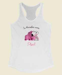 Snoopy In December Wear Pink 80s Racerback Tank Top