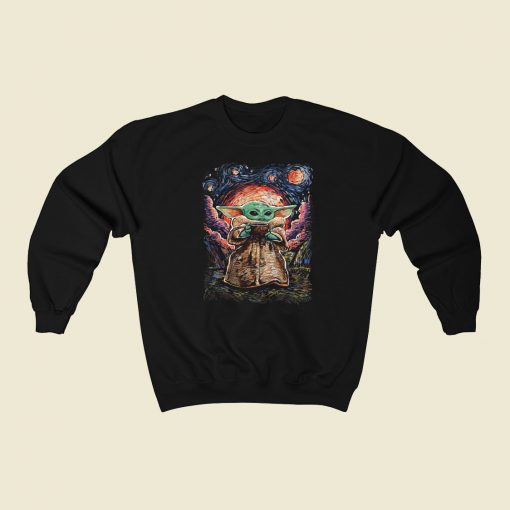 Starry Night Baby Yoda 80s Retro Sweatshirt Style