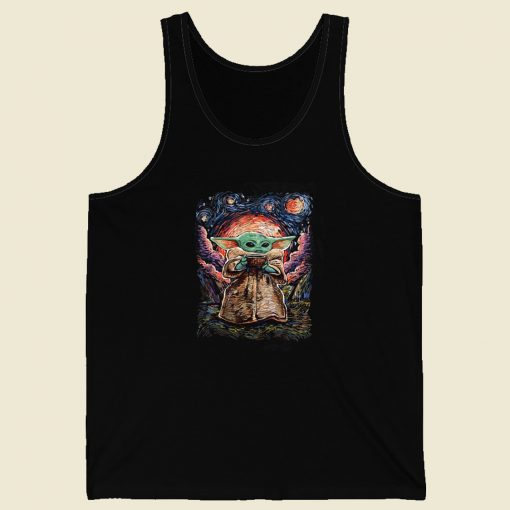 Starry Night Baby Yoda 80s Retro Tank Top