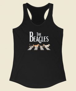 The Beagles Cross The Road 80s Racerback Tank Top