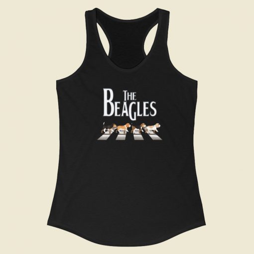 The Beagles Cross The Road 80s Racerback Tank Top