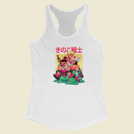 The Mushroom Warrior 80s Racerback Tank Top