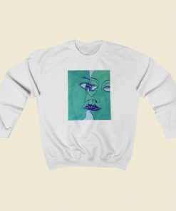 Two Green Faces Indie 80s Retro Sweatshirt Style