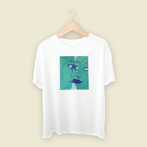 Two Green Faces Indie 80s Retro T Shirt Style