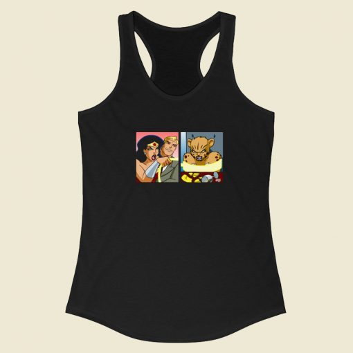 Wonder Woman Yelling At Cheetah 80s Racerback Tank Top