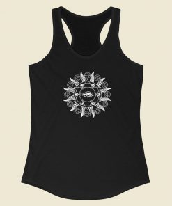 All Seeing Eye Mandala Sacred 80s Racerback Tank Top