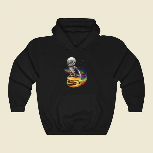 Astronaut Cat Rainbow Burger Hoodie Style