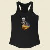 Astronaut Cat Rainbow Burger 80s Racerback Tank Top