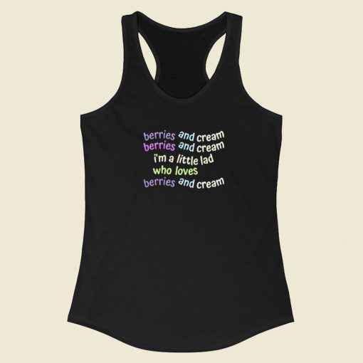 Berries And Cream Meme 80s Racerback Tank Top