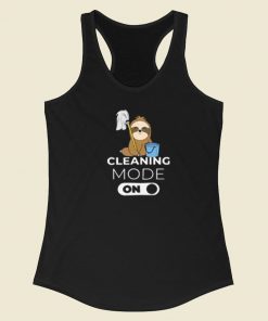 Cleaning Mode On Sloth 80s Racerback Tank Top