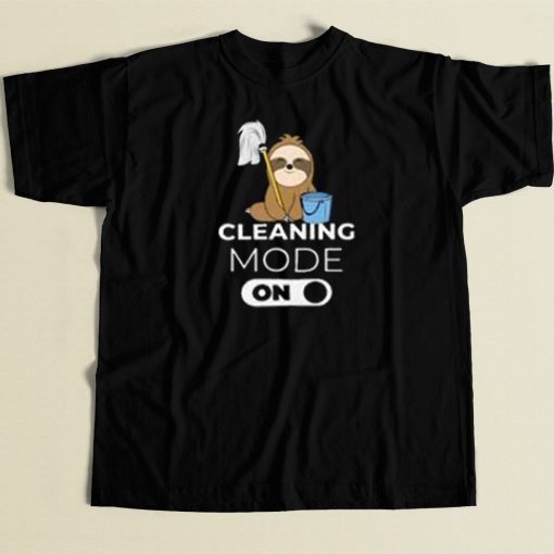 Cleaning Mode On Sloth 80s Retro T Shirt Style