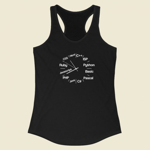 Computer Programmer Clock 80s Racerback Tank Top