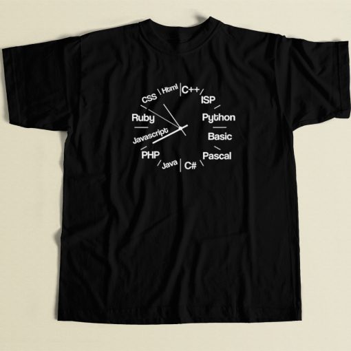 Computer Programmer Clock 80s Retro T Shirt Style