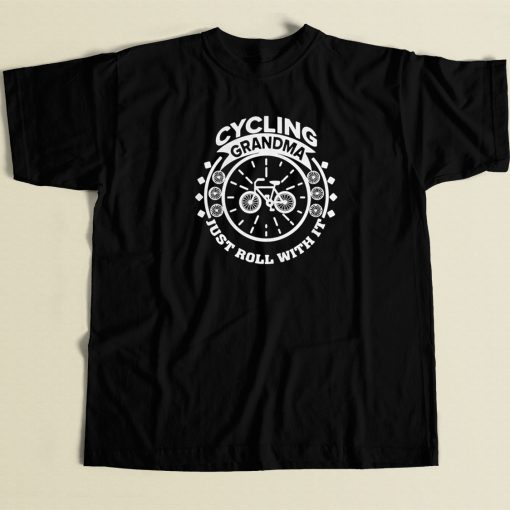 Cycling Grandma Just Roll With It 80s Retro T Shirt Style