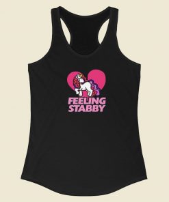 Feeling Stabby Unicorn 80s Racerback Tank Top