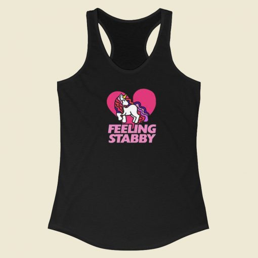 Feeling Stabby Unicorn 80s Racerback Tank Top