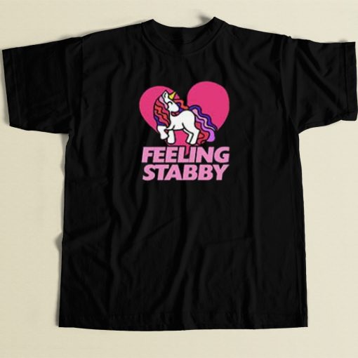 Feeling Stabby Unicorn 80s Retro T Shirt Style