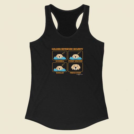 Funny Security Golden Retriever 80s Racerback Tank Top