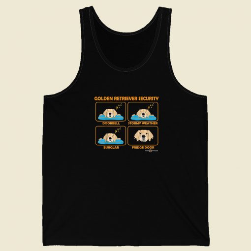 Funny Security Golden Retriever 80s Retro Tank Top