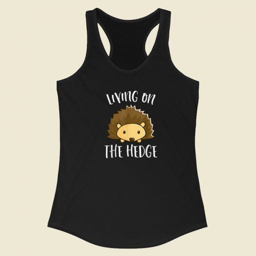 Funny Spikey Hedgehog 80s Racerback Tank Top