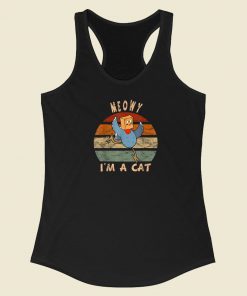 Funny Turkey Disguise Cat 80s Racerback Tank Top