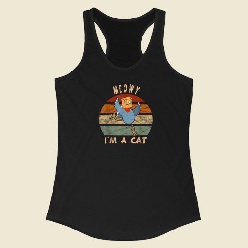 Funny Turkey Disguise Cat 80s Racerback Tank Top