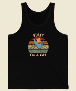 Funny Turkey Disguise Cat 80s Retro Tank Top