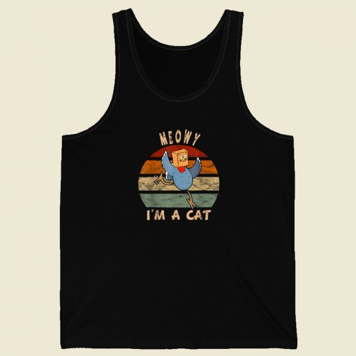 Funny Turkey Disguise Cat 80s Retro Tank Top