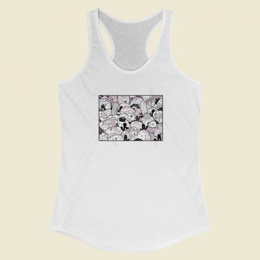 Gudetama Doodle Art 80s Racerback Tank Top