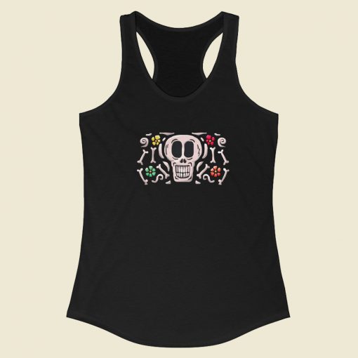 Happy Mexican Skull 80s Racerback Tank Top