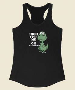 High Five Joke Dinosaur 80s Racerback Tank Top