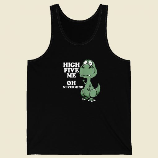 High Five Joke Dinosaur 80s Retro Tank Top