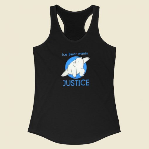 Ice Bear Wants Justice 80s Racerback Tank Top