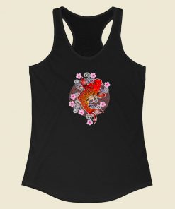 Japanese Koi Fish Cherry 80s Racerback Tank Top