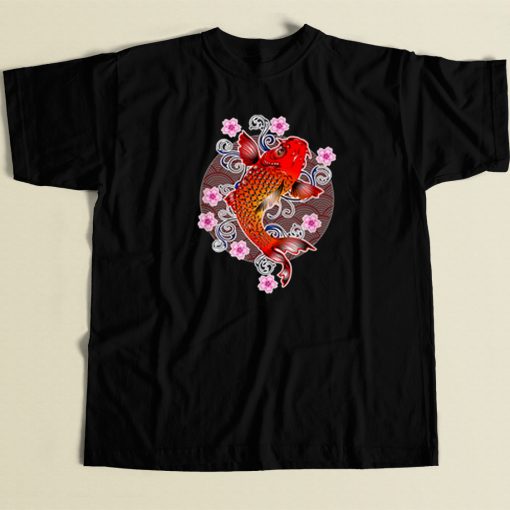 Japanese Koi Fish Cherry 80s Retro T Shirt Style