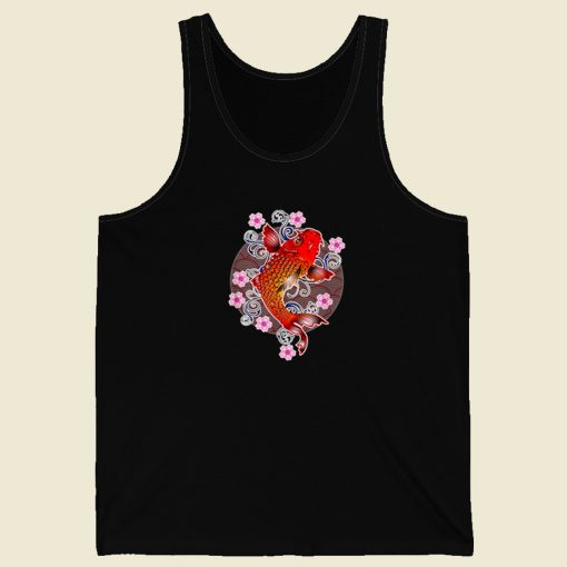 Japanese Koi Fish Cherry 80s Retro Tank Top