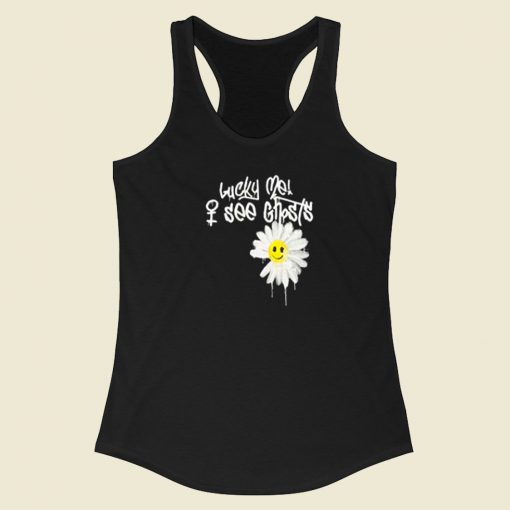 Lucky Me See Ghosts Daisy 80s Racerback Tank Top