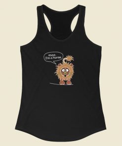 Moo Im a Horse Meme 80s Racerback Tank Top