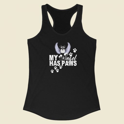 My Angel Has Paws 80s Racerback Tank Top